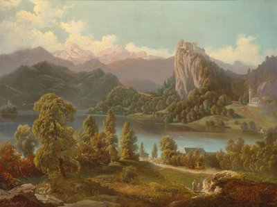 View of the Castle and Island with St Mary’s Church on Lake Bled by Anton Karinger